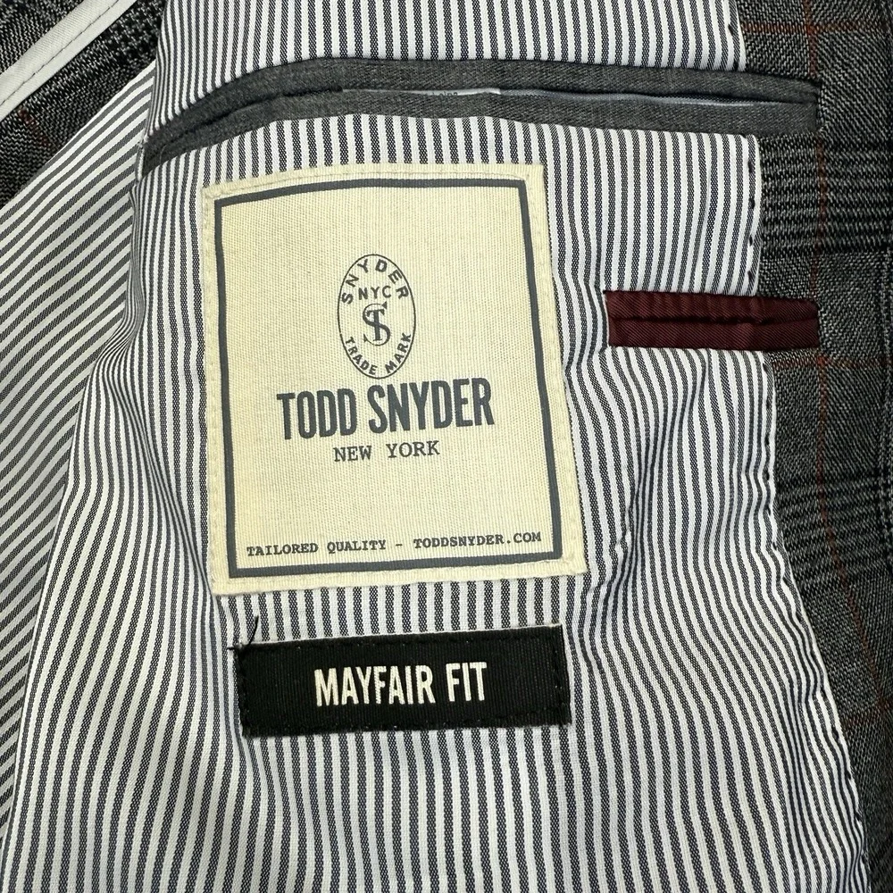 Todd‎ Snyder Sport Coat Blazer Men's 42L Gray Mayfair Fit Plaid Wool Italy